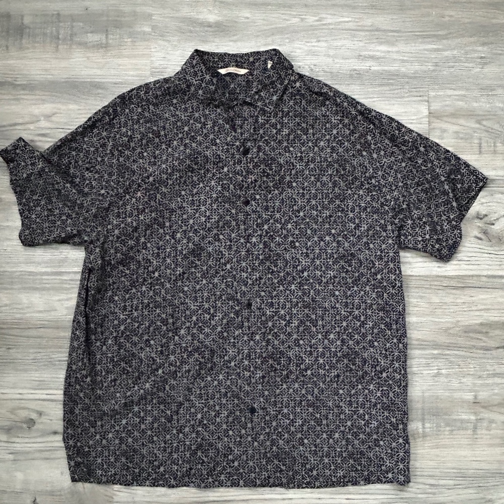 Paradise Collection Men's Black&Gray Short Sleeve Button Down Sz XL